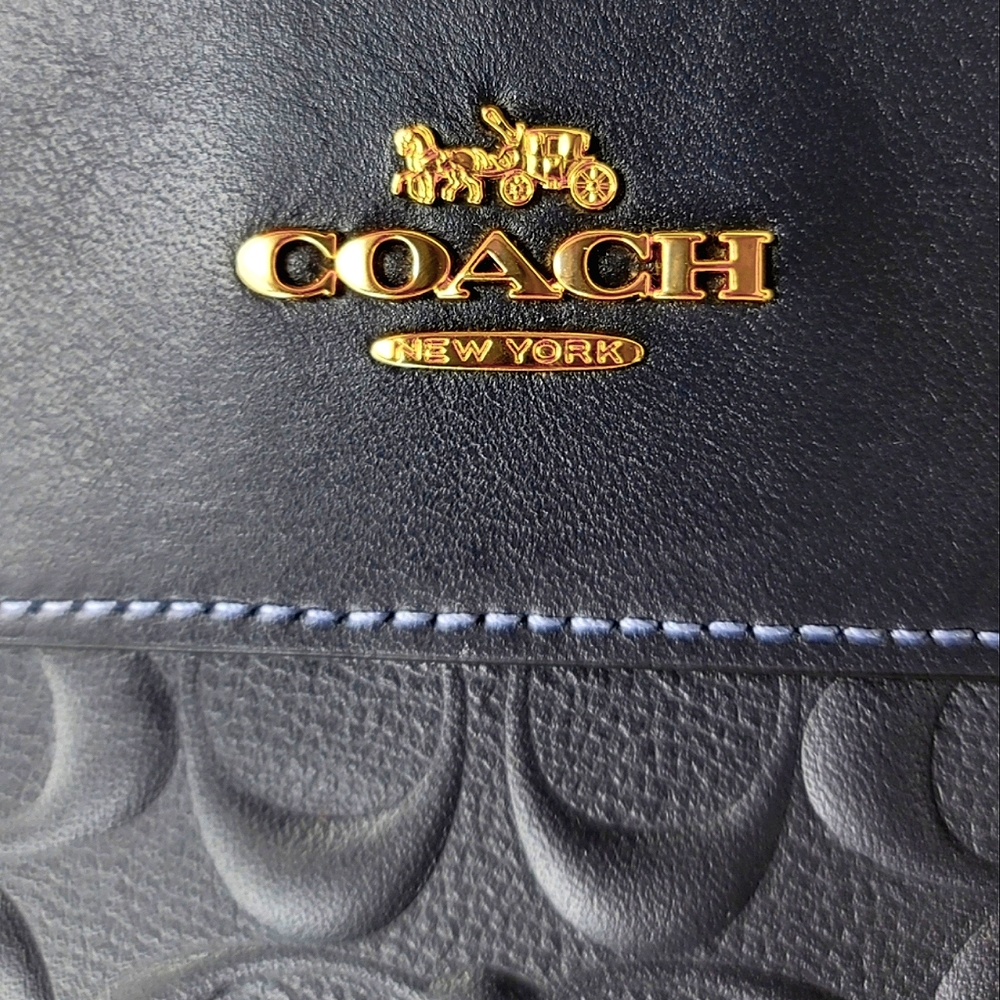 Coach Signature Leather Embossed Purse Bag 3in1 Covertable Designer Satchel - Picture 4 of 12